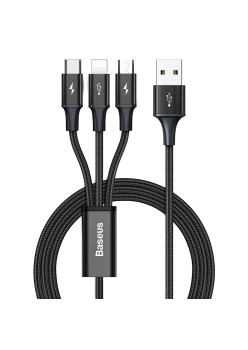 Cablu de Date USB la Type-C, Lightning, Micro-USB 3.5A, 1.2m - Baseus Rapid Series (CAJS000001) - Black