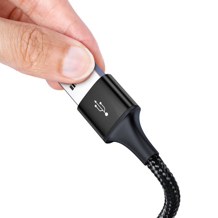 Cablu de Date USB la Type-C, Lightning, Micro-USB 3.5A, 1.2m - Baseus Rapid Series (CAJS000001) - Black