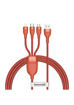 Cablu de Date USB la Lightning, Micro-USB, Type-C 66W, 1.2m - Baseus Flash Series (CA1T3-07) - Orange