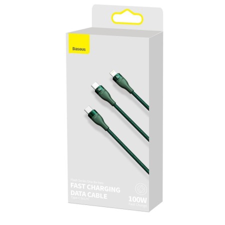 Cablu de Date Type-C la Type-C, Lightning 100W, 1.2m - Baseus Flash Series (CA1T2-F06) - Green