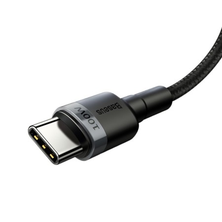 Cablu de Date Type-C, 100W, 2m - Baseus Cafule (CATKLF-ALG1) - Gray Black