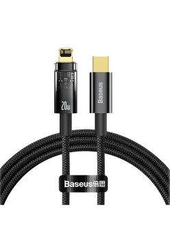 Cablu de Date Type-C la Lightning, 20W, 1m - Baseus Explorer Auto Power-Off (CATS000001) - Black