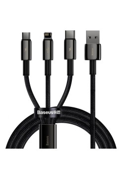 Cablu de Date USB la Type-C, Lightning, Micro-USB - Baseus Tugsten Gold (CAMLTWJ-01) - Black