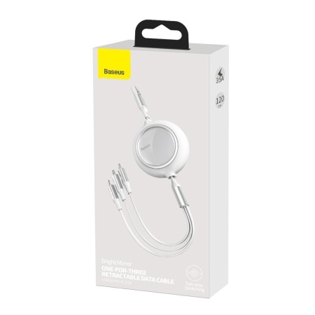 Cablu de Date USB la Type-C, Lightning, Micro-USB 3.5A, 1.2m - Baseus (CAMLT-MJ02) - White