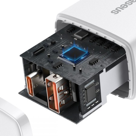 Incarcator Priza USB QC3.0 + Type-C 20W - Baseus Compact (CCXJ-B02) - White