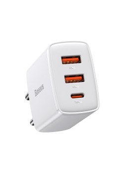 Incarcator Priza USB-C PD30W, 2xUSB-A QC3A - Baseus Compact (CCXJ-E02) - White