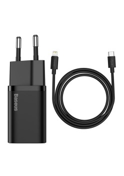 Incarcator Priza Type-C PD20W + Cablu Lightning - Baseus Super Si (TZCCSUP-B01) - Black