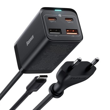 Statie Incarcare 2xUSB-C, PD65W, 2xUSB-A, 5A + Cablu Type-C - Baseus GaN3 Pro (CCGP040101) - Black
