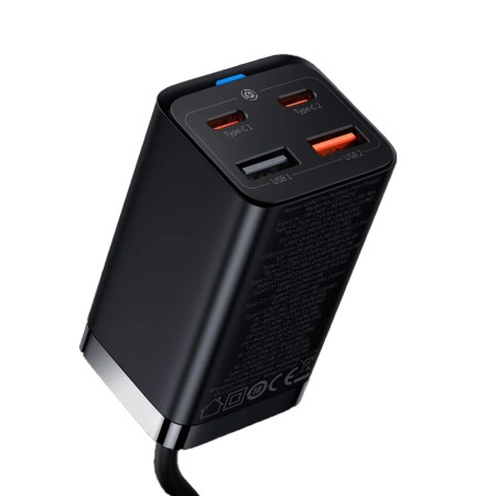 Statie Incarcare 2xUSB-C, PD65W, 2xUSB-A, 5A + Cablu Type-C - Baseus GaN3 Pro (CCGP040101) - Black