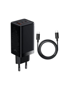 Incarcator Priza USB, 2xType-C, PD65W, 4.5A + Cablu Type-C - Baseus GaN3 Pro (CCGP050101) - Black