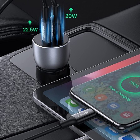 Incarcator Auto 2xUSB-A, QC 3.0, 42.5W - Ugreen (60980) - Dark Blue