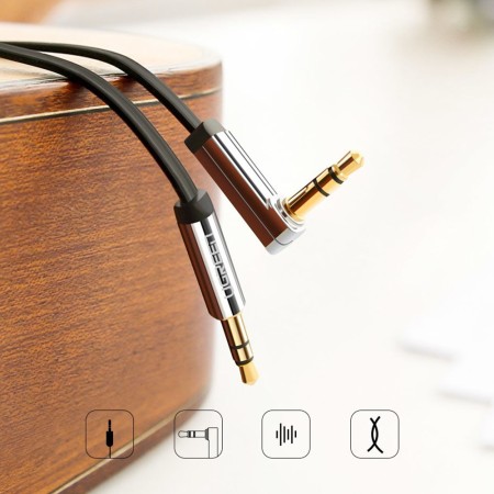 Cablu Audio Jack la Jack 3m - Ugreen Flat Design (10728) - Black