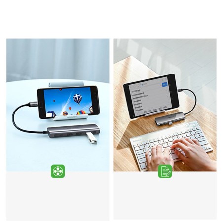 Hub Type-C la 3xUSB 3.0, HDMI, Type-C PD100W, 4kat30Hz - Ugreen (50209) - Gray