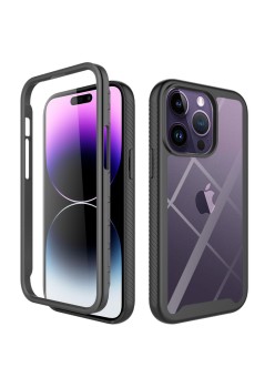 Husa pentru iPhone 14 Pro Max + Folie - Techsuit Defense360 Pro - Negru