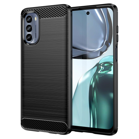 Husa Carbon compatibila Motorola Moto G62 Tech AntiSoc, Negru