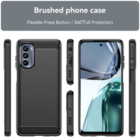 Husa Carbon compatibila Motorola Moto G62 Tech AntiSoc, Negru