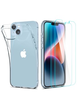 Husa pentru iPhone 14 + 2x Folie - Spigen Crystal Pack 360 - Crystal Clear