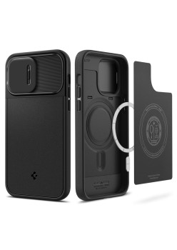 Husa iPhone 14 Pro - Spigen Optik Armor Mag - Black