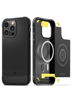 Husa pentru iPhone 14 Pro - Spigen Rugged Armor MagSafe - Black