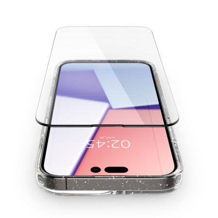 Husa pentru iPhone 14 Pro Max + Folie (set 2) Spigen Cyrill Shine 360 Mag Safe, Glitter Clear