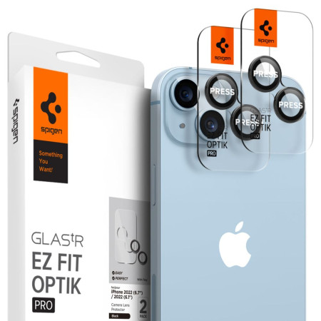 Folie Camera pentru iPhone 14 / 14 Plus (set 2) Spigen Optik.tR EZ FIT, Black