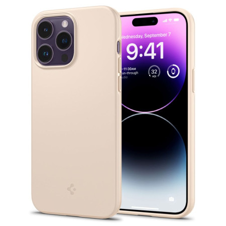 Husa pentru iPhone 14 Pro Spigen Thin Fit, Sand Beige
