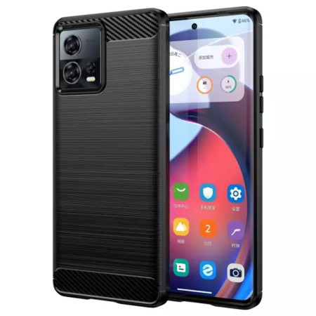 Husa Carbon compatibila Motorola Edge 30 Fusion Protect Anti-Soc, Negru