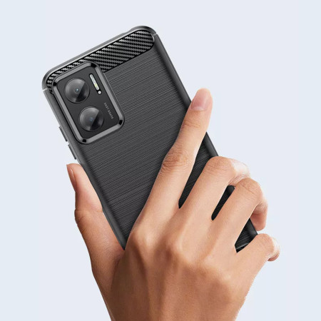Husa Carbon compatibila Xiaomi Redmi 10 5G Protect Anti-Soc, Negru