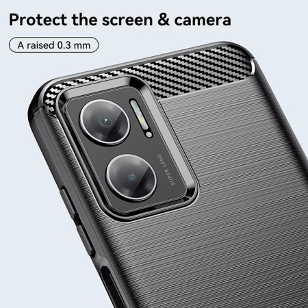 Husa Carbon compatibila Xiaomi Redmi 10 5G Protect Anti-Soc, Negru