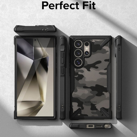Husa pentru Samsung Galaxy S24 Ultra, Ringke Fusion X Design, Camo Black