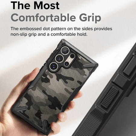 Husa pentru Samsung Galaxy S24 Ultra, Ringke Fusion X Design, Camo Black