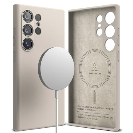 Husa pentru Samsung Galaxy S24 Ultra, Ringke Silicone Magnetic, Stone
