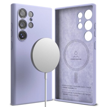 Husa pentru Samsung Galaxy S24 Ultra, Ringke Silicone Magnetic, Lavender