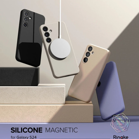 Husa pentru Samsung Galaxy S24, Ringke Silicone Magnetic, Stone
