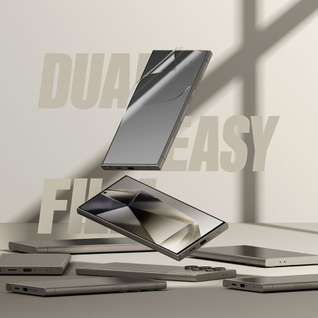 Folie pentru Samsung Galaxy S24 Ultra, set 2 buc., Ringke Dual Easy Full, Clear