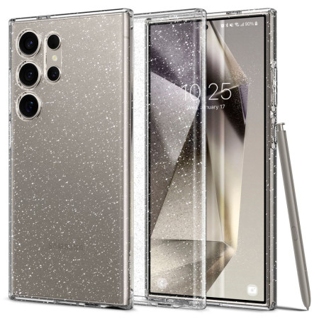 Huse pentru Samsung Galaxy S24 Ultra, Spigen Liquid Crystal Glitter, Crystal Quartz