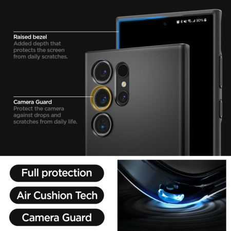Husa pentru Samsung Galaxy S24 Ultra, Spigen Thin Fit, Black