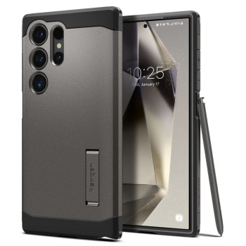 Husa pentru Samsung Galaxy S24 Ultra, Spigen Tough Armor, Gunmetal