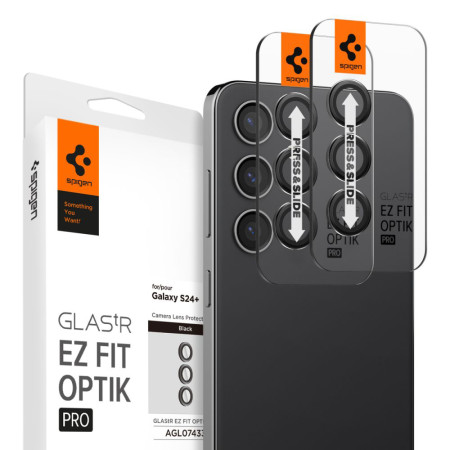 Folie Camera pentru Samsung Galaxy S24 Plus, set 2 buc. Spigen Optik.tR EZ FIT, Black