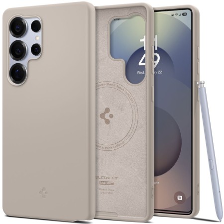 Husa pentru Samsung Galaxy S25 Ultra - Spigen Silicone Fit MagSafe - Natural Titanium