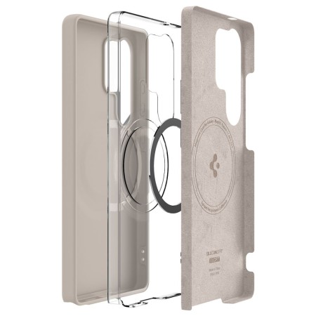 Husa pentru Samsung Galaxy S25 Ultra - Spigen Silicone Fit MagSafe - Natural Titanium