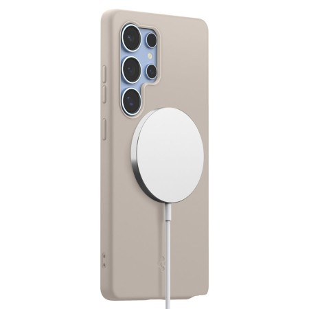 Husa pentru Samsung Galaxy S25 Ultra - Spigen Silicone Fit MagSafe - Natural Titanium