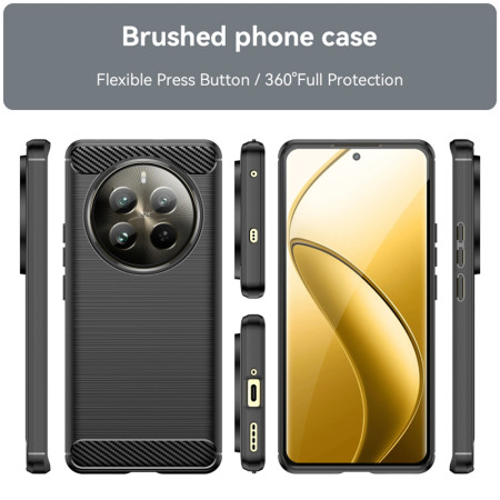 Husa Carbon compatibila Realme 12 Pro / 12 Pro Plus, Tech Protects, Negru