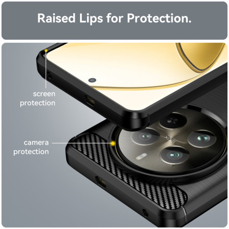 Husa Carbon compatibila Realme 12 Pro / 12 Pro Plus, Tech Protects, Negru