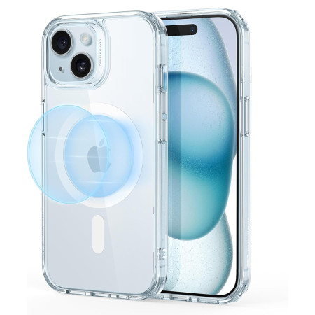 Husa pentru iPhone 15, ESR Classic Hybrid HaloLock, Clear Blue
