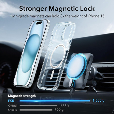 Husa pentru iPhone 15, ESR Classic Hybrid HaloLock, Clear Blue