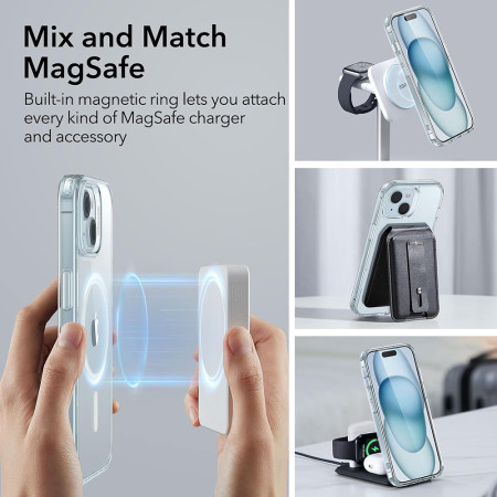 Husa pentru iPhone 15, ESR Classic Hybrid HaloLock, Clear Blue