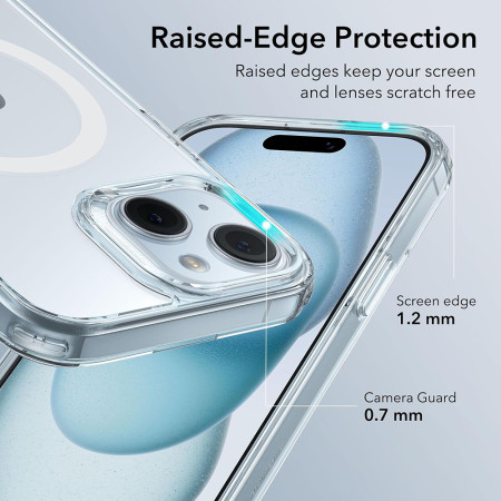 Husa pentru iPhone 15, ESR Classic Hybrid HaloLock, Clear Blue