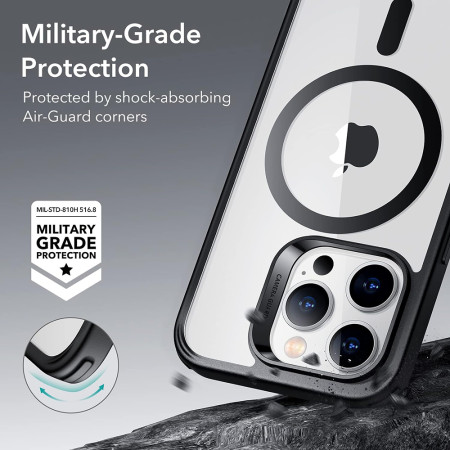 Husa pentru iPhone 15 Pro Max, ESR Classic Hybrid HaloLock, Clear Grey