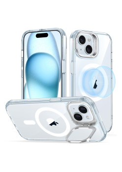 Husa pentru iPhone 15 Plus, ESR Classic Hybrid HaloLock Kickstand, Clear Blue